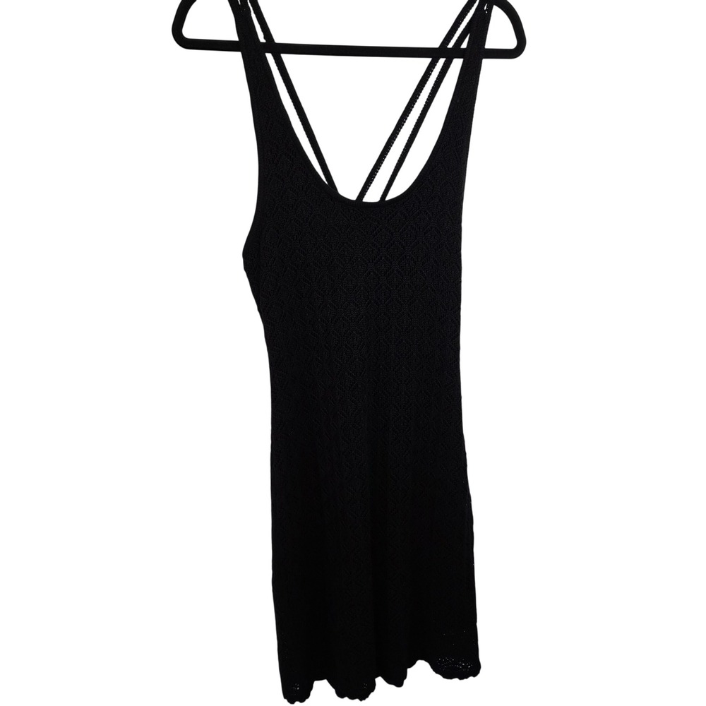 Madden NYC Black Crochet Knit Cover Up Dress XL Y2K Beach Resort Swim Coverup